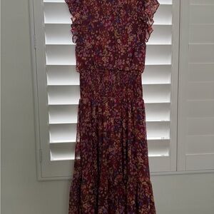 Aqua Burgundy Floral Dress